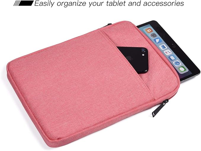 9-11 Inch Tablet Sleeve Case Bag for iPad 10.2, iPad 10th 10.9, iPad Pro 11 M5/Air 11 M3, iPad Air 5/4 10.9, Samsung Galaxy Tab A8 10.5, Fit Apple Smart Keyboard, Pink