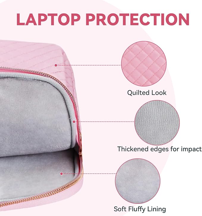 17 17.3 Inch Laptop Case Bag Women Men Compatible with HP OmniBook Envy Omen Pavilion/Dell Inspiron Precision/LG Gram/Yoga ThinkPad, Messenger Carrying Briefcase Computer Bag 18 inch, Pink