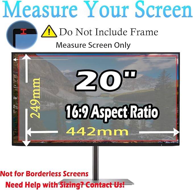 19.5 Inch Anti-Spy Privacy Screen Filter for Laptop and PC Monitor 16:10, Blue Light Blocking Anti-Glare Protector Film, Reversible Easy Install Slide-Mount Design (19.5 Inch 16:10 (16.46× 10.31 in))