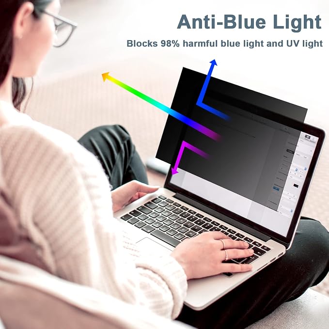 IPROKKO Laptop Privacy Screen 15.6 Inch 16:9 Aspect, Compatible with HP, Dell, Acer, Asus, Samsung, Lenovo More, Removable Privacy Filter, Anti Glare Blue Light Laptop 15 in Black Spy Security Shield