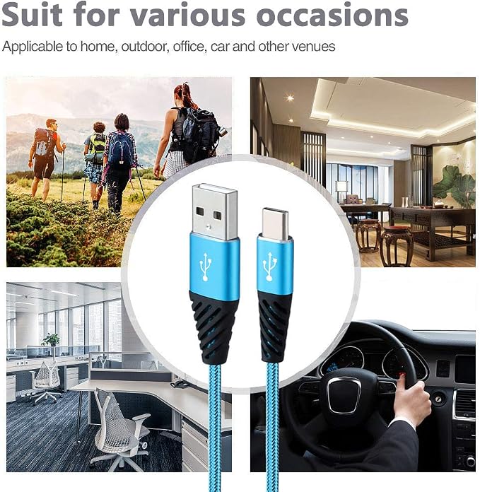 Bynccea USB C 10FT Type C Charger Cable 4-Pack Fast Charging Cord USB A to USB C Cell Phone Charger Nylon Braided Compatible with Samsung Galaxy S10 S9 S8 Note 10 9 Pixel LG V30