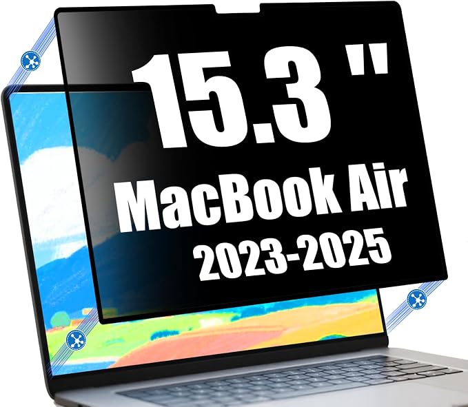 Privacy Screen Protector for MacBook Air 15.3 Inch (2023-2026, M2-M5) - Nano-Suction Removable Anti-Spy Filter, Blue Light Blocking, Ultra-Thin Design