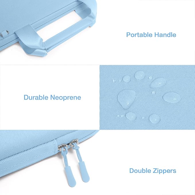 MOSISO Laptop Case 13.3 inch, 13-13.3 inch Laptop Sleeve Bag Compatible with MacBook Air/Pro 13 / Pro 14, HP Dell ASUS, Neoprene Carrying Computer Bag with Handle&Detachable Small Case, Air Blue