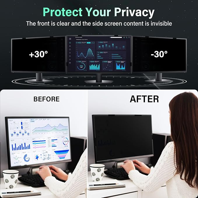 [2 Pack] Magnetic Hanging 34 Inch Computer Privacy Screen for 21:9 Aspect Ratio Widescreen Monitor, Removable Eye Protection Anti Glare Blue Light Computer Monitor Privacy Filter