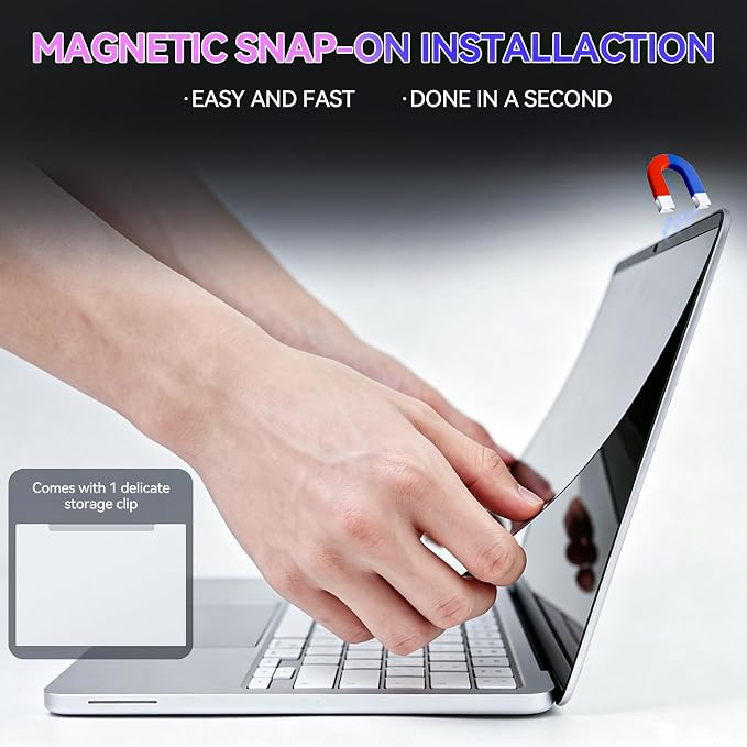 Peslv Magnetic Privacy Screen for Macbook Neo 13 Inch (2026, A18 Pro), Removable Matte Anti Glare Blue Light Protector Private Security Filter for 13inch Mac Laptop Computer