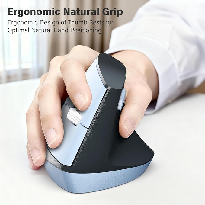 MOFII Wireless Ergonomic Keyboard & Mouse Combo – Split Curved Keyboard with Wrist Rest (All-Day Comfort) + Wireless Vertical Ergonomic Optical Mouse, Compatible with PC/Laptop/Desktop- Blue Gradient
