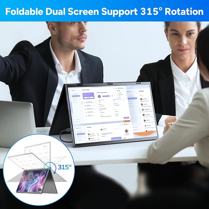 COOLHOOD 18.5 Inch Portable Monitor for Laptop, 1080P FHD 100Hz 125% sRGB USB-C HDMI Travel Monitor for Laptop Mac PC, Portable Screen with Smart Cover, VESA Compatible