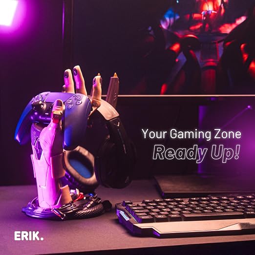 Grupo Erik Cyberpunk Gaming Controller Holder | Gaming Headset Stand | Gaming stuff & Gaming Room Decor | Controller stand perfect for Gamer Gifts | 6.3 x 7.9 x 10.8 in