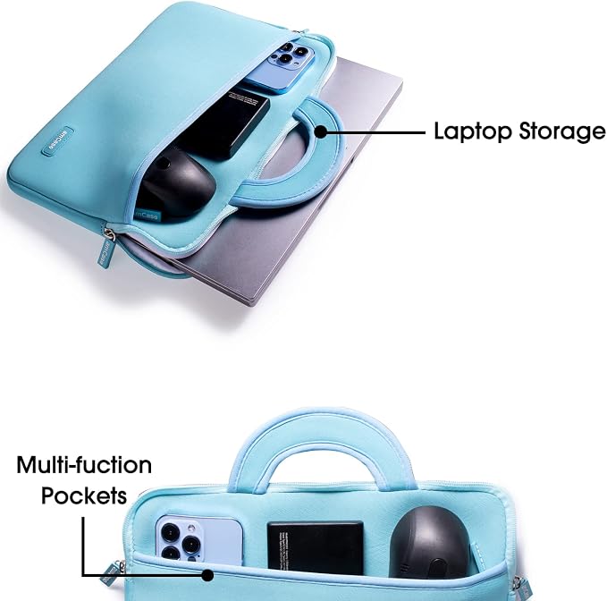 amCase for Chromebook Case-11.6 to 12 inch Neoprene Travel Sleeve with Handle-Turquoise
