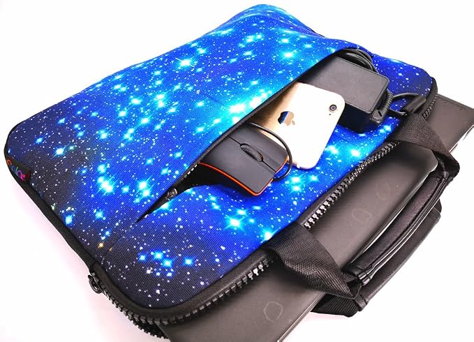 icolor 14.5 15 15.6 Inches Canvas Laptop Shoulder Bag Case,Messenger Bag Sleeve Pouch,Travel Briefcase,Computer Ultrabook Notebook Protective Carrying Bag with Adjustable Strap (Blue Starry)
