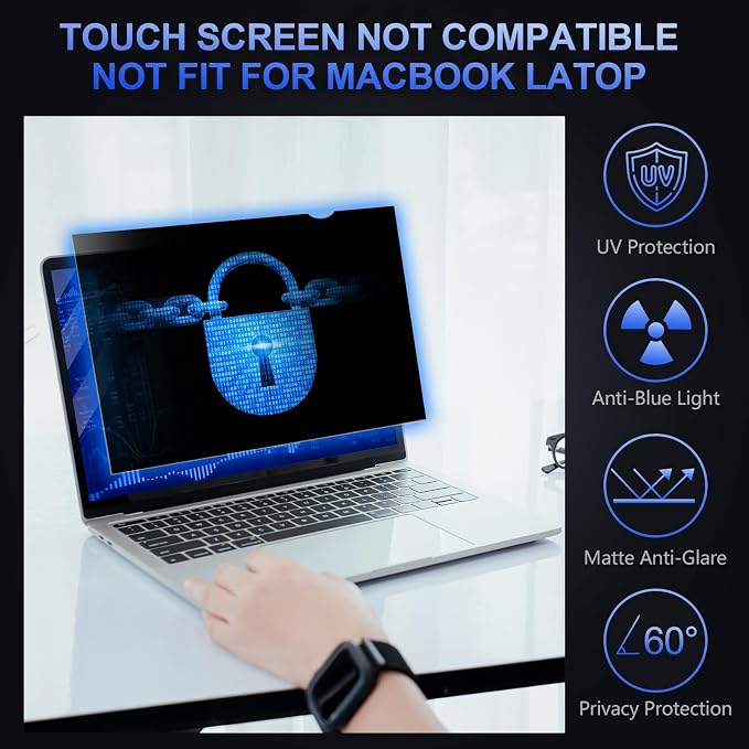 Magicmoon 15.6" Privacy Filter Screen Protector, Anti-Spy/Glare Film for 15.6 inch 1920 x 1080 Resolution Widescreen Notebook Laptop with 16:9 Aspect Ratio (Not for 16:10) (Touch Screen Not Compatible）