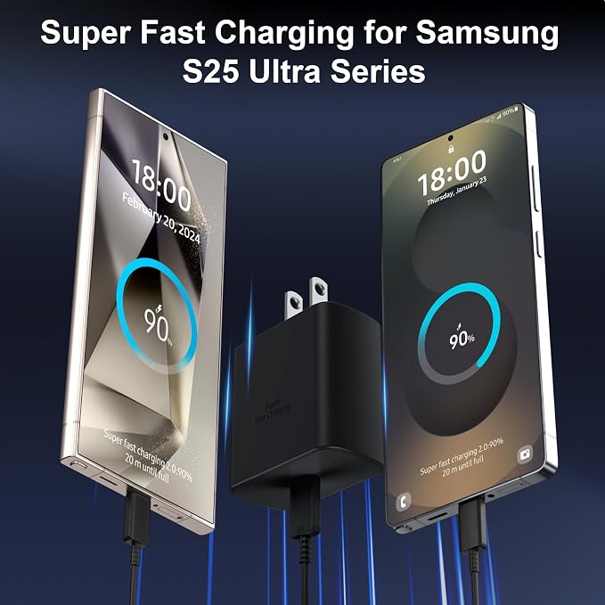 45W USB C Super Fast Charger Type C Charger Fast Charging Android Phone Charger Block with 5FT Type C Charging Cable for Samsung Galaxy S26 Ultra/S26/S26+/S25/S25 Ultra/S25+/S24 Ultra/S23 Ultra/S26
