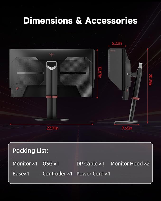 KTC 25M1 400Hz Gaming Monitor, Fast TN 24.1 Inch FHD PC Monitor 240Hz, 0.5ms GTG, Adaptive Sync, DAC, Vertical Monitors with Shielding Hood, HDMI DP Port, Tilt Swivel Pivot Height Adjustment, VESA