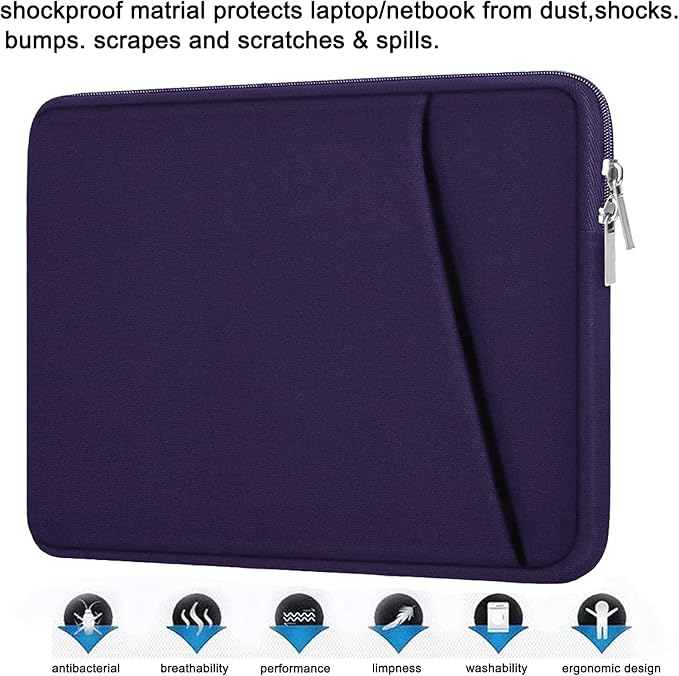 Laptop Sleeve 14 inch, Durable Carrying Bag Shockproof Protective Case Cover, Handbags Briefcase Laptop Bag Compatible with 14" MacBook Air/Pro HP Asus Lenovo Notebook Computer, Purple