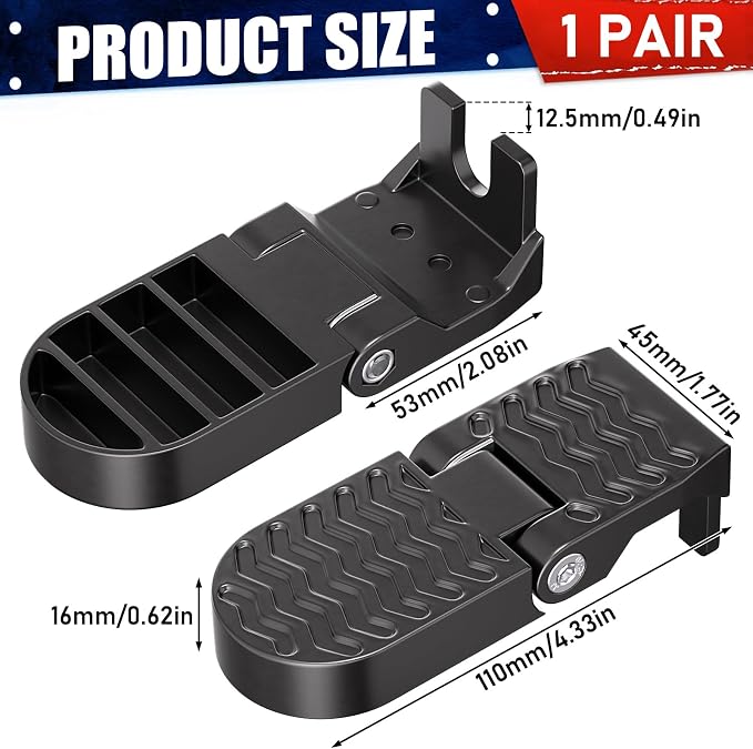 TOBWOLF 2PCS Bike Rear Pedals, Aluminium Bicycle Foot Peg, Non-Slip Ebike Foot Pegs for Passenger, Folding Rear Bicycle Footrest Pedals for E-Bike, Mountain Bike, Folding Bicycle