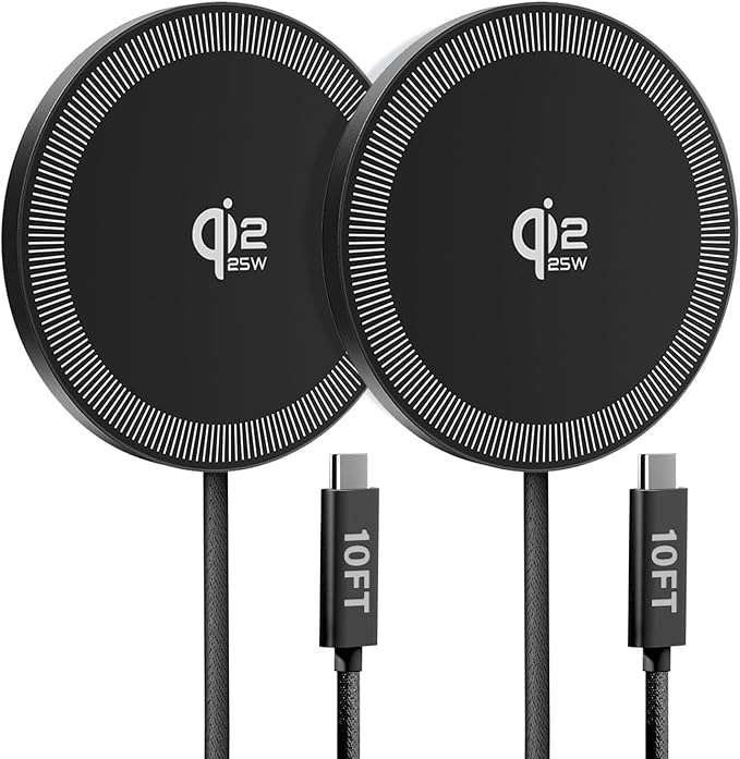 25W Wireless Charger for MagSafe, Qi2.2 Magnetic Fast Charging Pad for iPhone 17/16/15/14/13/12 Series & AirPods, Strong Magnet, Portable Wireless Charger for Travel Home Office (Black, 10FT)