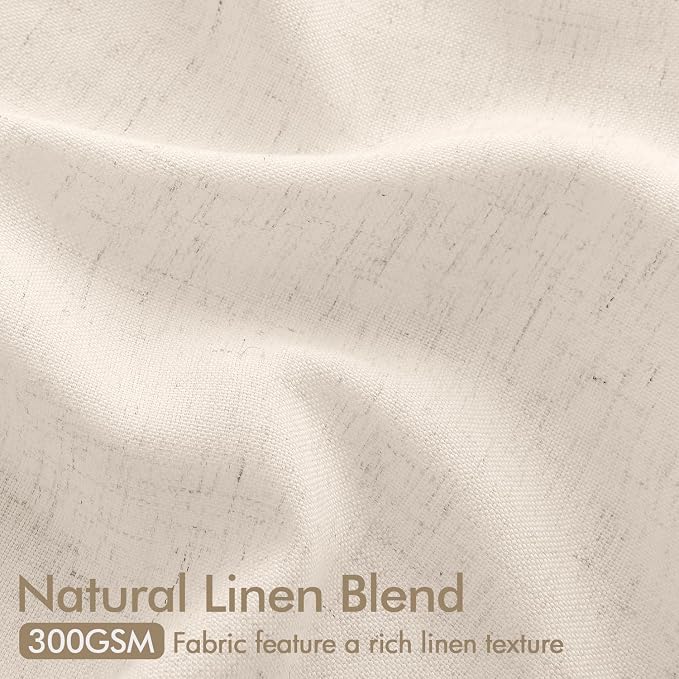 Memory Trained Pinch Pleated Curtains 108 Inches Long, Viral Linen Pinch Pleat Sheer Curtains with Ring Hooks&Clips for Track System Living Room, Warm Beige Light Filtering Privacy Curtain 2 Panel Set