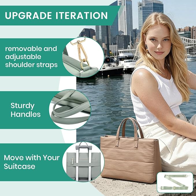 15.6 Inch Laptop Bag, Water-Repellent Fabric, Compatible MacBook Pro 16 Inch, 15.6 Inch HP, Dell, Acer Aspire, Asus Notebook, Lightweight Laptop Case for Work, Travel, Study, Light Beige