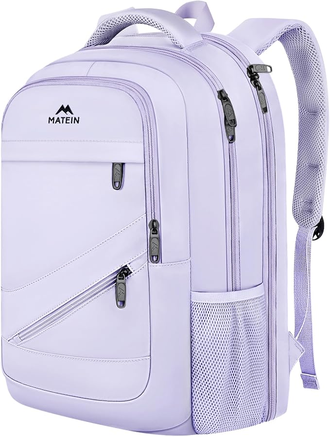 MATEIN Large 17 Inch Laptop Backpack for Women, Lightweight Travel Backpack Fits College School Essentials, Anti Theft Work Commute Nursing Computer Bag TSA Approved for Weekender Trip, Light Purple