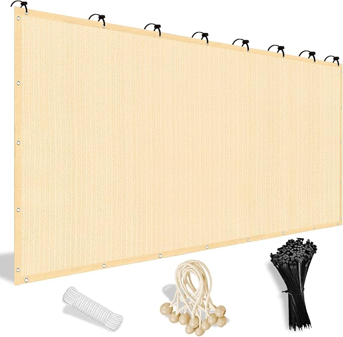 Shade&Beyond 90% Sun Shade Cloth with Grommets, 10' X 20' Pergola Shade Cover Canopy, Mesh Tarp Sun Screens for Patio, Outdoor, Garden, Backyard, Wheat