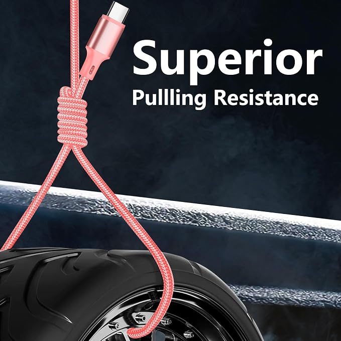 USB C to USB C Charger Cable, 3Pack 10FT Type C Fast Charging Cord Compatible for iPhone 15/16/17/Pro/Max/Plus, iPad Pro Air Ps5 Controller Samsung Galaxy - Pink
