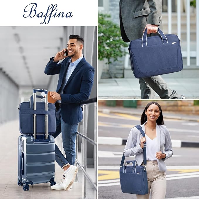BAFFINA 17 17.3 Inch Laptop Shoulder Bag for Men Women,Waterproof Computer Carrying Case Messenger Bag with Strap for 17"-18" HP Dell,Laptop Briefcase for Office business Travel College School,Blue