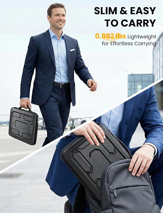 DOMISO Laptop Hard Case 14-14.4 inch Waterproof Shockproof Hard Shell Laptop Sleeve with Handle & Storage Pocket, Compatible with MacBook, HP, Dell, Black