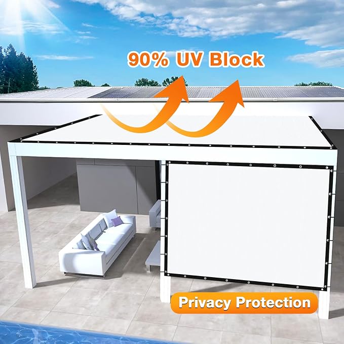 Artpuch Outdoor Pergola Shade Cover 5' X 13' Sun Shade Cloth with Grommets, 90% UV Protection Canopy Patio Privacy Screen (Customized Available) GN107, White