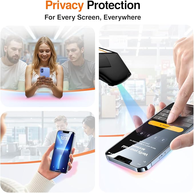 SMARTDEVIL 2 Pack Privacy Screen Protector for iPhone 13 Pro Max/iPhone 14 Plus, Anti-Spy Tempered Glass, 9H Hardness Military Grade Shatterproof, Easy to Install, Auto Bubble-Free and Dust-Free Box