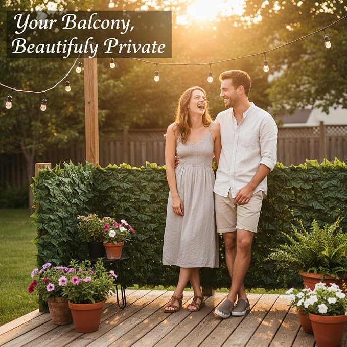 Faux Ivy Privacy Fence Screen Outdoor Expandable Artificial Greenery Roll Fake Hedge Wall Patio Green Plastic Leaf Plant Vine Grass Panels Gate Covering for Garden Yard Balcony (240 X 40 in)