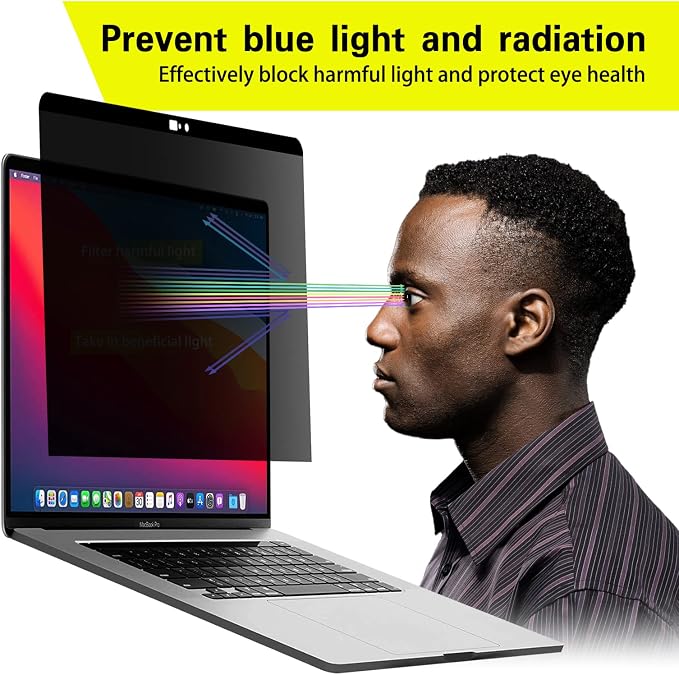 Privacy Screen Protector for MacBook 12 Inch (2012-2015) - Nano-Suction Removable Anti-Spy Filter, Blue Light Blocking, Ultra-Thin Design