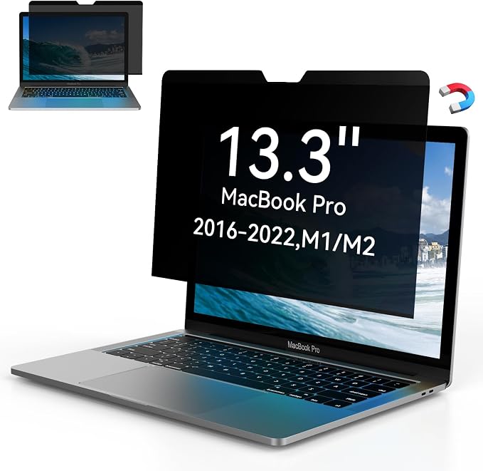 Yamaya Laptop Privacy Screen Magnetic MacBook Pro 13 Inch (2016-2022, M1,M2) and MacBook Air 13 Inch(2018-2021, M1),Magnetic Removable Computer Screen Privacy Shield for Mac 13Inch