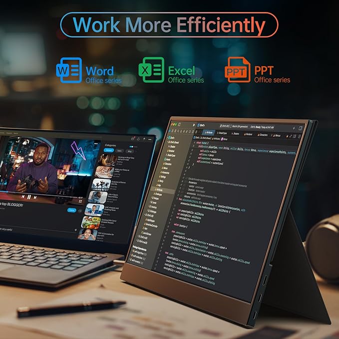 ForHelp True 4K Portable Monitor - 15.6inch UHD 3840×2160 100% sRGB USB-C HDMI External Second Monitor Portable IPS Screen Computer Display with Speakers for Laptop MacBook Switch PS5/4 Xbox