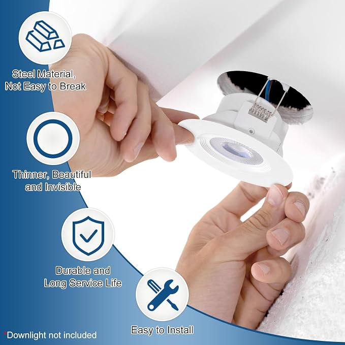 M METERXITY 1-Pack Goof Rings for 6 Inch Recessed Lights, 6.3" ID 8.7" OD Durable Plastic Trim Ring Flush Mount White Can Light Trim Ring Cover for Ceiling Can Downlights