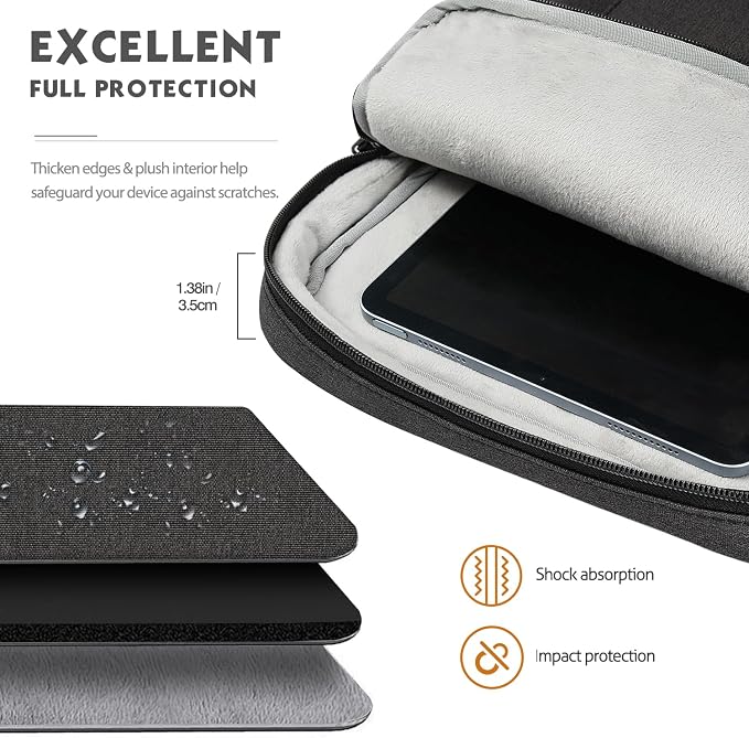 MoKo Laptop Sleeve Bag for 13.3-14 Inch, Notebook Carrying Case with Pocket Fits New MacBook Pro M3/M2 14" /13" M2/M1 Pro/M1 Max 14.2 2023-2021/Air 13.6" M2 2022, Surface Pro 9/8 13", Black & Gray