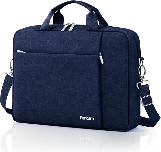 Ferkurn Laptop Bag Case for Women Men Computer Bag Compatible with HP Envy Pavilion Omen/LG Gram/MSI/Dell Inspiron XPS/Lenovo/Acer, Shoulder Strap Carrying Messenger Briefcase, Blue, 14 Inch
