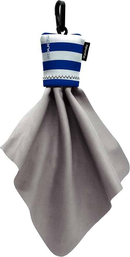 SPUDZ Classic Microfiber Lens Cleaner – Clip-On Pouch, Washable – for Binoculars, Scopes, Glasses, Screens | Classic | Nautical Stripes, 10 x 10 Inch