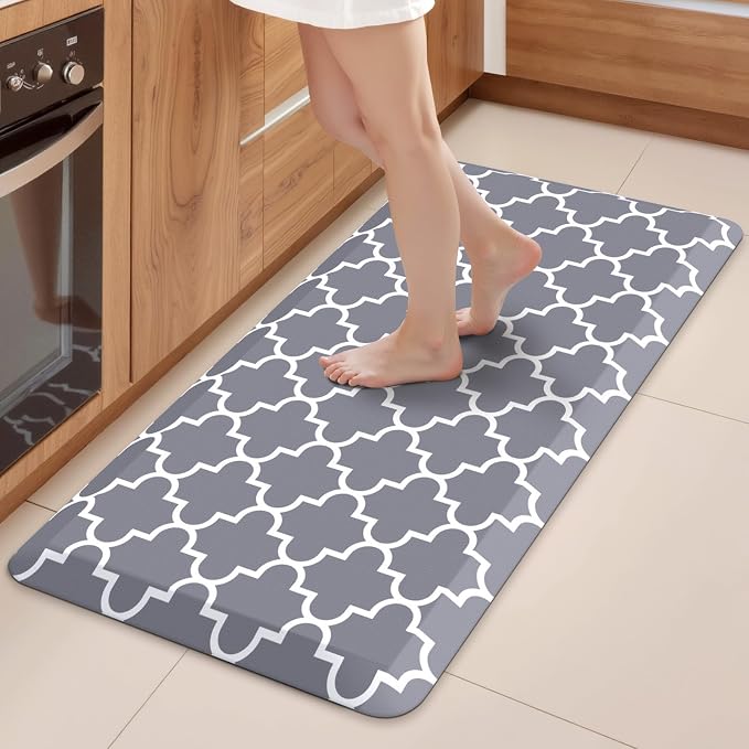 WISELIFE Anti Fatigue Floor Mat - 4/5 Inch Thick Kitchen Mat Non Slip Waterproof Heavy Duty Ergonomic Comfort Mat Durable for Home, Office, Sink, Laundry,(20" x 39", Grey)