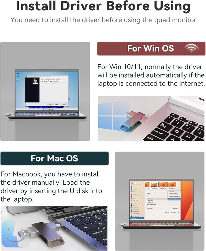 14" Portable Monitor for Laptop Screen Extender, FHD 1200P IPS Triple Screen Laptop Monitor Extender, 1 Cable for 3 Screen Travel Monitor for 12"-16.5" Laptop, Compatible with Win and Mac-S780 Pro