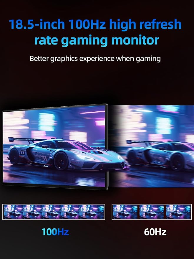Portable Monitor 18.5'' 1080P 100Hz 100% sRGB, Aluminum Alloy Shell, IPS Travel Monitor with USB-C HDMI Large Portable Screen for Laptop MacBook PC PS4/5 Gaming Monitor with Kickstand