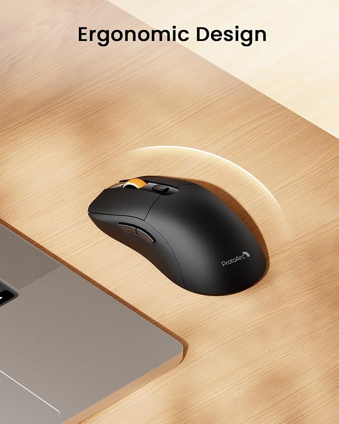 ProtoArc Bluetooth Wireless Mouse for MacBook Pro/Air, USB C Mouse, EM15 Rechargeable Lightweight Portable Mice for Laptop, iPad, Tablet, Chromebook-Black