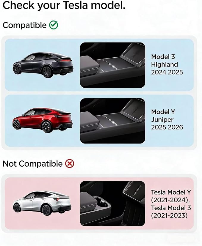 Center Console Wireless Charging Silicone Mat for Tesla Model 3 (Highland 2024-2025) & for 2025-2026 Tesla Model Y Juniper, Ultra-Thin Phone Non-Slip Pad, Interior Protective Cover Accessories - White