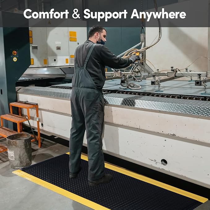 Anti Fatigue Mats Industrial 2' x 6' 15/16" Thick Ergonomic Standing Mat Commercial Kitchen Mat Heavy Duty Diamond Plate Shop Floor Mats Helps Relieve Back and Leg Soreness