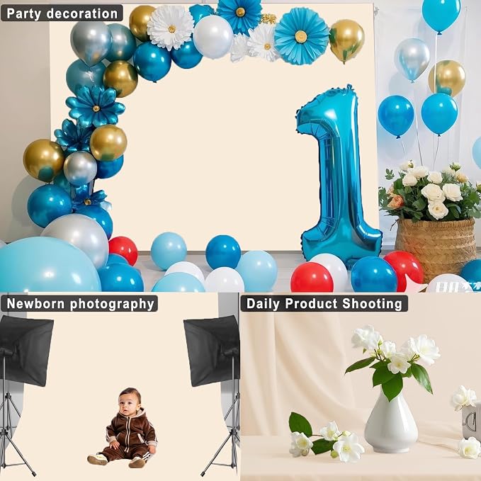 Cream Backdrop for Photoshoot Professional Photo Backdrop Background Curtain for Product Photography Portraits Wedding Party Live Streaming Video Recording 7X10 FT