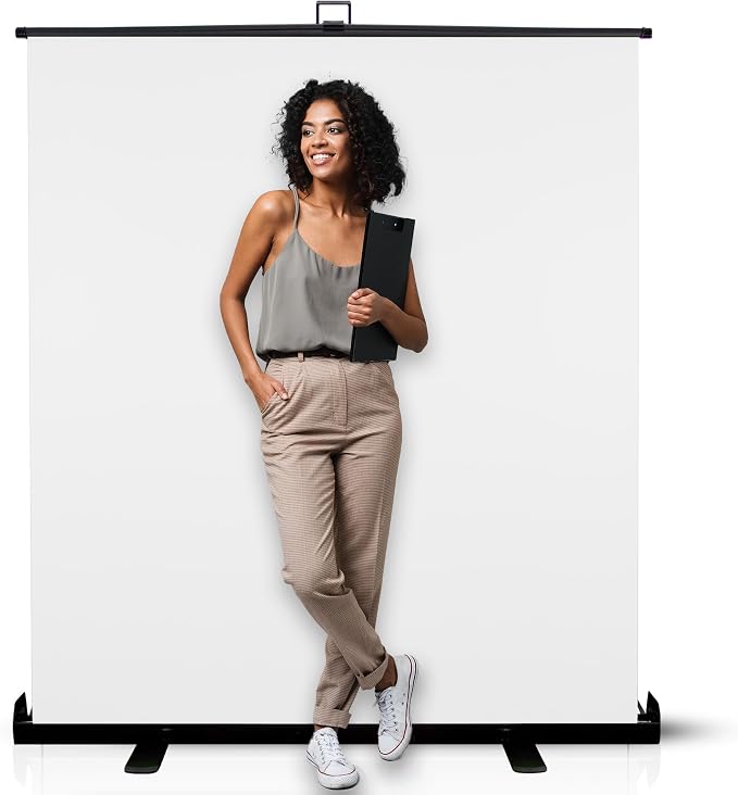 62-Inch White Screen Backdrop – Collapsible & Portable Photography Background for Streaming, Video Calls, Zoom & Studio – Wrinkle-Resistant, High-Density Fabric, Easy Setup