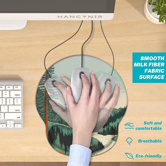Hancynir Ergonomic Mouse Pad Wrist Support, Sunset Mountain Mouse Pads with Wrist Rest, Computer Mousepad for Desk with Non-Slip Base, Comfortable Mouse Pad for Work Accessories Office Supplies Decor