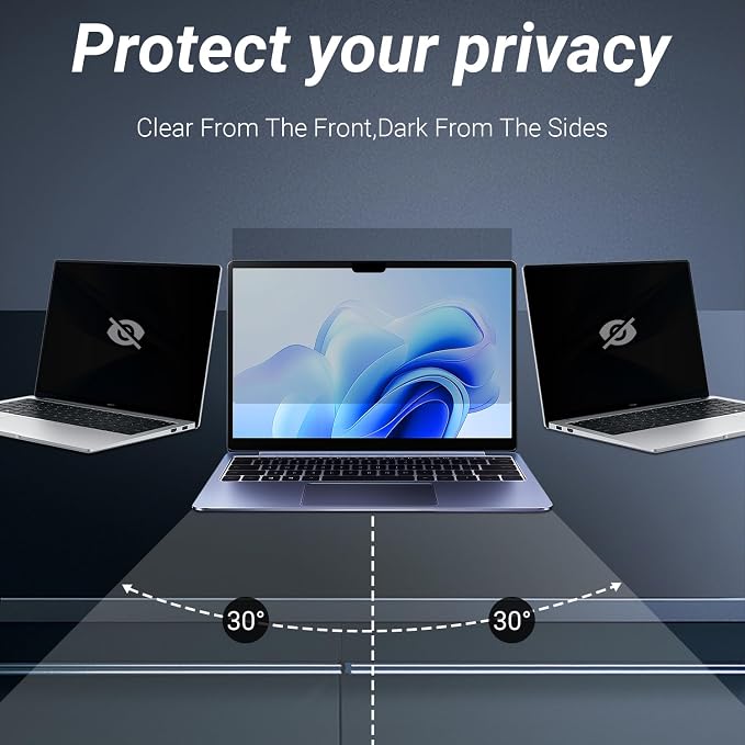 MUBUY-GOL Laptop Privacy Screen for Dell 16 Plus/Dell Pro 16 Plus/Dell Pro Max 16 Inch & Dell Inspiron/Precision/Latitude/Vostro/G16 16 inch Laptops, Anti‑Blue Light & Removable Filter Shield
