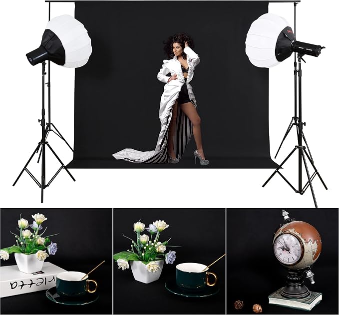 Joccun 10X10FT Black Backdrop Background for Photography,Polyester Backdrop Curtain Background Screen for Photography,Photoshoot,Video Recording,Studio(10X10ft,Black)