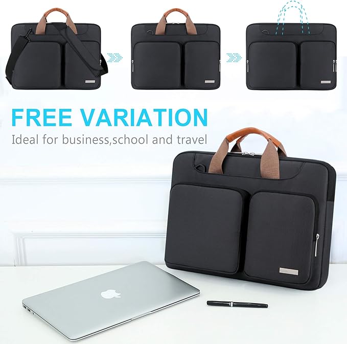 Lacdo 360° Protective Laptop Shoulder Bag, 14 inch Computer Bags for 14 inch MacBook Pro M5 Pro/Max A3426 A3427 (2026), M5/M4/M3/M2/M1 A3434 A3112 A3401 A3185 A2918 A2992 2025-2021 Messenger Bag,Black