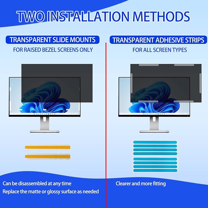 [2 Pack] 19 Inch Privacy Screen Protector - 95% Blue Light Blocking, Anti-Glare Monitor Filter for 5:4 Widescreen - Anti-Scratch Privacy Shield